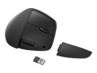 HP 925 - Vertikal mus - ergonomisk - 6 knapper - trådløs - 2.4 GHz, Bluetooth 5.3 - USB trådløs mottaker - svart - 100 % papirbasert emballasje 6H1A5AA#ABB