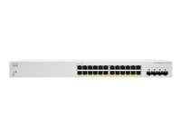 Cisco Business 220 Series CBS220-24P-4G - Switch - smart - 24 x 10/100/1000 (PoE+) + 4 x Gigabit SFP (opplink) - rackmonterbar - PoE+ (195 W) CBS220-24P-4G-EU