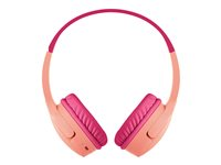 Belkin SoundForm Mini - Hodetelefoner med mikrofon - on-ear - Bluetooth - trådløs - 3,5 mm jakk - rosa AUD002BTPK