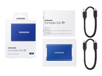 Samsung T7 MU-PC1T0H - SSD - kryptert - 1 TB - ekstern (bærbar) - USB 3.2 Gen 2 (USB-C kontakt) - 256-bit AES - indigoblå MU-PC1T0H/WW