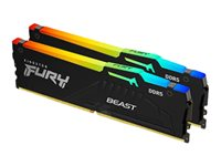 Kingston FURY Beast RGB - DDR5 - sett - 16 GB: 2 x 8 GB - DIMM 288-pin - 6000 MHz / PC5-48000 - CL40 - 1.1 V - ikke-bufret - on-die ECC KF560C40BBAK2-16