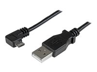 StarTech.com 2m 6 ft Micro-USB Charge-and-Sync Cable - Right-Angle Micro-USB - M/M - USB to Micro USB Charging Cable - 24 AWG (USBAUB2MRA) - USB-kabel - Micro-USB type B (hann) til USB (hann) - USB 2.0 - 2 m - formstøpt, rettvinklet kontakt - svart - for P/N: USB2PCARBK, USB2PCARBKS, USBEXTAA10BK, USBEXTAA6BK, USBLT2PCARW, USBUB2PCARB USBAUB2MRA