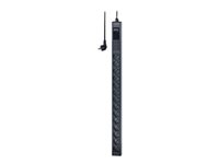 APC Easy Basic Rack PDU EPDU1116B-SCH - Strømfordelerenhet (kan monteres i rack) - AC 200/208/230 V - 3680 VA - inngang: CEE 7/4 - utgangskontakter: 14 (power CEE 7/3) - 0U - 3 m kabel - svart - for P/N: AR9300SP, AR9300SP-R, AR9307SP, AR9307SP-R, SMC1000I-2UC, SMC1000IC, SMC1500I-2UC EPDU1116B-SCH