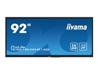 iiyama ProLite TE9218UWI-B1AG - 92" Diagonalklasse (91.5" synlig) LED-bakgrunnsbelyst LCD-skjerm - interaktiv digital skilting - med berøringsskjerm (flerberørings) / valgfri PC-mulighet - 5K UHD (2160p) 5120 x 2160 - svart ramme med matt finish TE9218UWI-B1AG