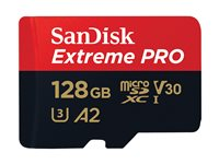 SanDisk Extreme Pro - Flashminnekort (microSDXC til SD-adapter inkludert) - 128 GB - A2 / Video Class V30 / UHS-I U3 / Class10 - microSDXC UHS-I SDSQXCD-128G-GN6MA