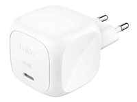 Belkin BoostCharge - Strømadapter - kompakt - 65 watt - Power Delivery 3.1 (USB-C) - hvit WCA011KQWH
