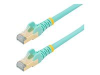 StarTech.com 7.5m CAT6A Ethernet Cable, 10 Gigabit Shielded Snagless RJ45 100W PoE Patch Cord, CAT 6A 10GbE STP Network Cable w/Strain Relief, Aqua, Fluke Tested/UL Certified Wiring/TIA - Category 6A - 26AWG (6ASPAT750CMAQ) - Koblingskabel - RJ-45 (hann) til RJ-45 (hann) - 7.5 m - STP - CAT 6a - uten hindringer, formstøpt - akvamarin 6ASPAT750CMAQ