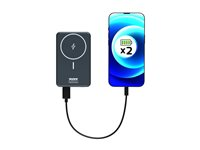 PORT Connect - Trådløs nødlader - Li-pol - 10000 mAh - 37 Wh - 20 watt - 2.4 A - PD - 2 utgangskontakter (USB-type A, USB-C) - på kabel: USB-A 907005