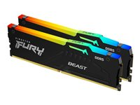 Kingston FURY Beast RGB - DDR5 - sett - 16 GB: 2 x 8 GB - DIMM 288-pin - 5200 MHz / PC5-41600 - CL36 - 1.25 V - ikke-bufret - on-die ECC - svart KF552C36BBEAK2-16