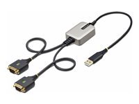 StarTech.com 2ft (60cm) 2-Port USB to Serial Adapter Cable, Interchangeable DB9 Screws/Nuts, COM Retention, USB-A to DB9 RS232, FTDI, Level-4 ESD Protection, Windows/macOS/ChromeOS/Linux - Rugged TPE Construction (2P1FFC-USB-SERIAL) - USB / seriell-kabel - USB (hann) til DB-9 (hann) - 60 cm - svart 2P1FFC-USB-SERIAL