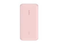 Belkin BoostCharge - Strømbank - med integrert kabel - 20000 mAh - 30 watt - PD - 3 utgangskontakter (2 x USB-C, USB) - MFI-sertifisert - rosa BPB024HQPK