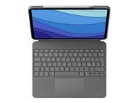 Logitech Combo Touch - Tastatur og folioveske - med styrepute - bakgrunnsbelyst - Apple Smart connector - QWERTY - Pan Nordic - Oxford-grå - for Apple 12.9-inch iPad Pro (5. generasjon) 920-010213