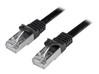 StarTech.com 50cm CAT6 Ethernet Cable, 10 Gigabit Shielded Snagless RJ45 100W PoE Patch Cord, CAT 6 10GbE SFTP Network Cable w/Strain Relief, Black, Wiring is UL Certified/TIA - Category 6 - 26AWG (N6SPAT50CMBK) - Koblingskabel - RJ-45 (hann) til RJ-45 (hann) - 50 cm - SFTP / 50 mikroner - CAT 6 - formstøpt, uten hindringer - svart N6SPAT50CMBK