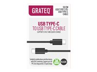 GRATEQ - USB-kabel - 24 pin USB-C (hann) til 24 pin USB-C (hann) - ac 100- 240 V - 5 A - 50 cm - USB Power Delivery (100 W) - svart 85064QC