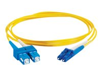 C2G LC-SC 9/125 OS1 Duplex Singlemode PVC Fiber Optic Cable (LSZH) - Koblingskabel - SC-enkeltmodus (hann) til LC-enkeltmodus (hann) - 1 m - fiberoptisk - dupleks - 9 / 125 micron - OS1 - halogenfri - gul 85586