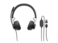 Logitech Zone Wired - Hodesett - on-ear - kablet - USB-C - grafitt 981-000875