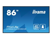 iiyama ProLite LH8664UHS-B2AG - 86" Diagonalklasse (85.6" synlig) LED-bakgrunnsbelyst LCD-skjerm - intelligent skilting - med innebygd SoC-mediespiller - Android - 4K UHD (2160p) 3840 x 2160 - svart LH8664UHS-B2AG