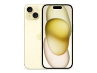 Apple iPhone 15 - 5G smartphone - dobbelt-SIM / Internminne 256 GB - OLED-display - 6.1" - 2556 x 1179 piksler - 2x bakkameraer 48 MP, 12 MP - front camera 12 MP - gul MTP83QN/A