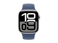Apple Watch Series 10 (GPS) - 42 mm - sølvaluminium - smartklokke med sportsbånd - fluorelastomer - denim - båndbredde: M/L - 64 GB - Wi-Fi 4, UWB, Bluetooth - 30 g MWWC3QN/A