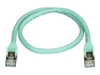 StarTech.com 50cm CAT6A Ethernet Cable, 10 Gigabit Shielded Snagless RJ45 100W PoE Patch Cord, CAT 6A 10GbE STP Network Cable w/Strain Relief, Aqua, UL Certified Wiring/TIA - Category 6A - 26AWG (6ASPAT50CMAQ) - Koblingskabel - RJ-45 (hann) til RJ-45 (hann) - 50 cm - STP - CAT 6a - uten hindringer - akvamarin 6ASPAT50CMAQ