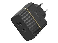 OtterBox Premium - Strømadapter - propack - 30 watt - 3 A - PD 3.0, Apple Fast Charge, Fast Charge - 2 utgangskontakter (24 pin USB-C, USB) - svart 78-80867