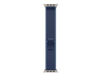 Apple - Sløyfe for smart armbåndsur - 49 mm, naturlig titanfinish - S/M-størrelse - blå/lyseblå - for Watch Hermès Series 9, SE 3, Series 10, Series 11, Series 8, Series 9, Ultra 2, Ultra 3 MFT64ZM/A