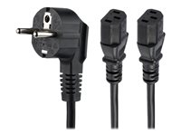 StarTech.com 2m (6ft) Computer Power Cord, 18AWG, EU Schuko to 2x C13 Power Cord, 10A 250V, Black Replacement AC Cord, TV/Monitor Power Cable, Schuko CEE 7/7 to IEC 60320 2x C13 Power Cord - PC Power Supply Cable - Strømkabel - power CEE 7/7 (hann) til power IEC 60320 C13 - AC 250 V - 10 A - 2 m - svart PXT101YEU2M