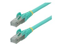 StarTech.com 1.5m CAT6a Ethernet Cable - Aqua - Low Smoke Zero Halogen (LSZH) - 10GbE 500MHz 100W PoE++ Snagless RJ-45 w/Strain Reliefs S/FTP Network Patch Cord - Koblingskabel - RJ-45 (hann) til RJ-45 (hann) - 1.5 m - S/FTP - CAT 6a - IEEE 802.3bt - uten hindringer, flertrådet, formstøpt, halogenfri - akvamarin NLAQ-150-CAT6A-PATCH