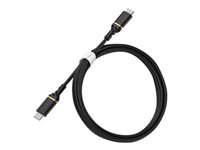 OtterBox Fast Charge Cable Standard - USB-kabel - 24 pin USB-C (hann) til 24 pin USB-C (hann) - USB 2.0 - 1 m - svart glimt 78-52541