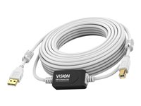 Vision Techconnect - USB-kabel - USB (hann) til USB-type B (hann) - USB 2.0 - 15 m - aktiv inline-forsterker - hvit TC 15MUSB+/2