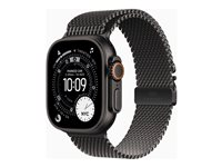 Apple Watch Ultra 3 - 49 mm - svart titan - Ja smartklokke med fint strikket løkke - båndbredde: S - 64 GB - LTE, NFC, Wi-Fi 4, UWB, Bluetooth - 5G - 61.8 g MF1N4DH/A