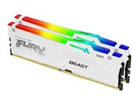 Kingston FURY Beast RGB - DDR5 - sett - 32 GB: 2 x 16 GB - DIMM 288-pin - 6000 MHz / PC5-48000 - CL30 - 1.4 V - ikke-bufret - on-die ECC - hvit KF560C30BWEAK2-32