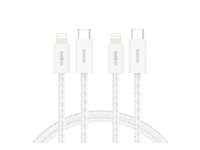Belkin BoostCharge - Lightning-kabel - USB-C hann til Lightning hann - 1.5 m - hvit - Rask lading (en pakke 2) BBD011HQ05WH2PK