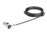 StarTech.com 6.5? (2m) Laptop Cable Lock, 4 Digit Combination Laptop/Desktop Security Cable Lock for Wedge Slot Computers/Laptops, Anti-Theft Vinyl-Coated Steel Combo Cable Lock, Portable - Wedge Slot Laptop Lock (LTLOCKNBL) - Sikkerhetskabellås - sølv, svart - 2 m - TAA-samsvar LTLOCKNBL