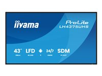 iiyama ProLite LH4375UHS-B2AG - 43" Diagonalklasse (42.5" synlig) LED-bakgrunnsbelyst LCD-skjerm - intelligent skilting - med innebygd mediespiller, SDM Slot PC - 4K UHD (2160p) 3840 x 2160 - svart (kantstykke), matt finish LH4375UHS-B2AG
