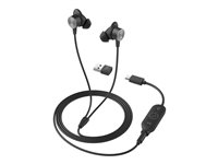 Logitech Zone Wired Earbuds - Hodesett - i øret - kablet - 3,5 mm jakk - lydisolerende - grafitt - Certified for Microsoft Teams 981-001009