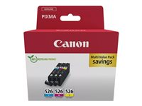 Canon CLI-526 C/M/Y Multi pack - 3-pack - 9 ml - gul, cyan, magenta - original - blekkbeholder - for PIXMA iP4850, iP4950, iX6550, MG5150, MG5250, MG5350, MG6150, MG6250, MX895 4541B018