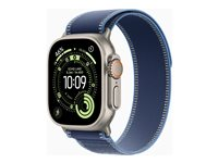 Apple Watch Ultra 3 - 49 mm - naturlig titan - Ja smartklokke med Trail Loop - nylonvev - blå/lyseblå - båndbredde: S/M - 64 GB - LTE, NFC, Wi-Fi 4, UWB, Bluetooth - 5G - 61.6 g MEWR4DH/A