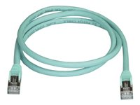 StarTech.com 1m CAT6A Ethernet Cable, 10 Gigabit Shielded Snagless RJ45 100W PoE Patch Cord, CAT 6A 10GbE STP Network Cable w/Strain Relief, Aqua, UL Certified Wiring/TIA - Category 6A - 26AWG (6ASPAT1MAQ) - Koblingskabel - RJ-45 (hann) til RJ-45 (hann) - 1 m - STP - CAT 6a - formstøpt, uten hindringer - akvamarin 6ASPAT1MAQ