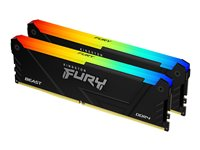 Kingston FURY Beast RGB - DDR4 - sett - 32 GB: 2 x 16 GB - DIMM 288-pin - 1800 MHz / PC4-28800 - CL18 - 1.35 V - ikke-bufret - ikke-ECC - svart KF436C18BB2AK2/32