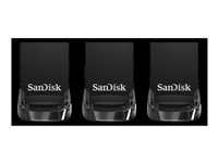 SanDisk Ultra Fit - USB-flashstasjon - 32 GB - USB 3.1 - svart (en pakke 3) SDCZ430-032G-G46T