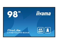 iiyama ProLite LH9875UHS-B2AG - 98" Diagonalklasse (97.5" synlig) LED-bakgrunnsbelyst LCD-skjerm - intelligent skilting - med innebygd mediespiller / valgfri PC-funksjonalitet med spor - 4K UHD (2160p) 3840 x 2160 - svart ramme med matt finish LH9875UHS-B2AG