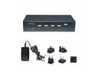 StarTech.com 4-Port DisplayPort KVM Switch, 4K 60Hz, TAA Compliant - KVM / lyd / USB-svitsj - 4 x KVM/lyd/USB - 1 lokalbruker - stasjonær - TAA-samsvar P4AD122-KVM-SWITCH