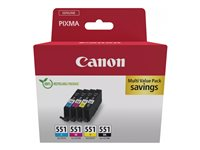 Canon CLI-551 BK/C/M/Y Multipack - 4-pack - 7 ml - svart, cyan, magenta, gul - original - boks - blekkbeholder - for MAXIFY MG6650; PIXMA iP8750, iX6850, MG5550, MG5650, MG6650, MG7550, MX725; PIXUS MG7550 6509B015