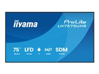 iiyama ProLite LH7575UHS-B2AG - 75" Diagonalklasse (74.5" synlig) LED-bakgrunnsbelyst LCD-skjerm - intelligent skilting - med innebygd mediespiller, SDM Slot PC - 4K UHD (2160p) 3840 x 2160 - svart (kantstykke), matt finish LH7575UHS-B2AG
