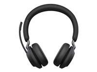 Jabra Evolve2 65 MS Stereo - Hodesett - on-ear - Bluetooth - trådløs - USB-A - lydisolerende - svart - med ladestativ - Certified for Microsoft Teams 26599-999-989
