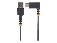 StarTech.com 6ft (2m) USB A to C Charging Cable Right Angle, Heavy Duty Fast Charge USB-C Cable, USB 2.0 A to Type-C, Durable and Rugged Aramid Fiber, 3A, S20/iPad/Pixel - High Quality USB Charging Cord (R2ACR-2M-USB-CABLE) - USB-kabel - USB (hann) rett til 24 pin USB-C (hann) rettvinklet - Thunderbolt 3 / USB 2.0 - 3 A - 2 m - USB Power Delivery (60W) - svart R2ACR-2M-USB-CABLE