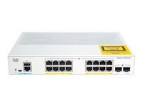 Cisco Catalyst 1000-16P-2G-L - Switch - Styrt - 16 x 10/100/1000 (PoE+) + 2 x Gigabit SFP (opplink) - rackmonterbar - PoE+ (120 W) C1000-16P-2G-L