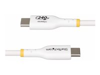 StarTech.com 1m USB C Charging Cable, USB-IF Certified USB-C Cable, 240W - USB-kabel - USB-C (hann) til USB-C (hann) - USB 2.0 - 48 V - 5 A - 1 m - halogenfri, passiv, utvidet effektområde (EPR), USB Power Delivery (240 W), støtte for Power Delivery 3,1 - hvit USB2EPR1MW