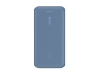 Belkin BoostCharge - Strømbank - med integrert kabel - 20000 mAh - 30 watt - PD - 3 utgangskontakter (2 x USB-C, USB) - blå BPB024HQBL